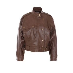 Urbancode Women Faux Leather Biker In Raisin